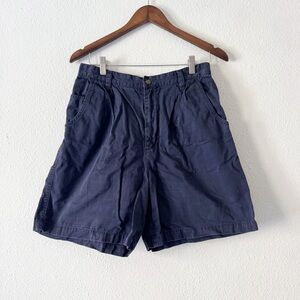 Chinos Navy Pleated High Rise Cotton Shorts Size 12 GV Coastal Grandma 90’s